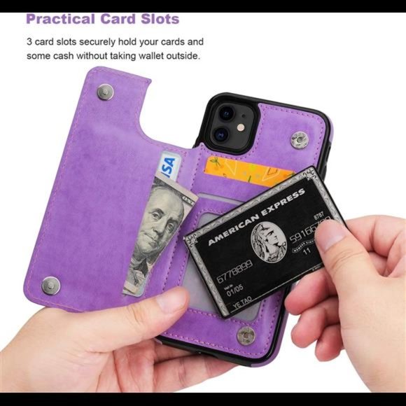 For iPhone 11 Case Wallet with Card Holder, Embossed Mandala, 6.1 inch - Picture 6 of 7